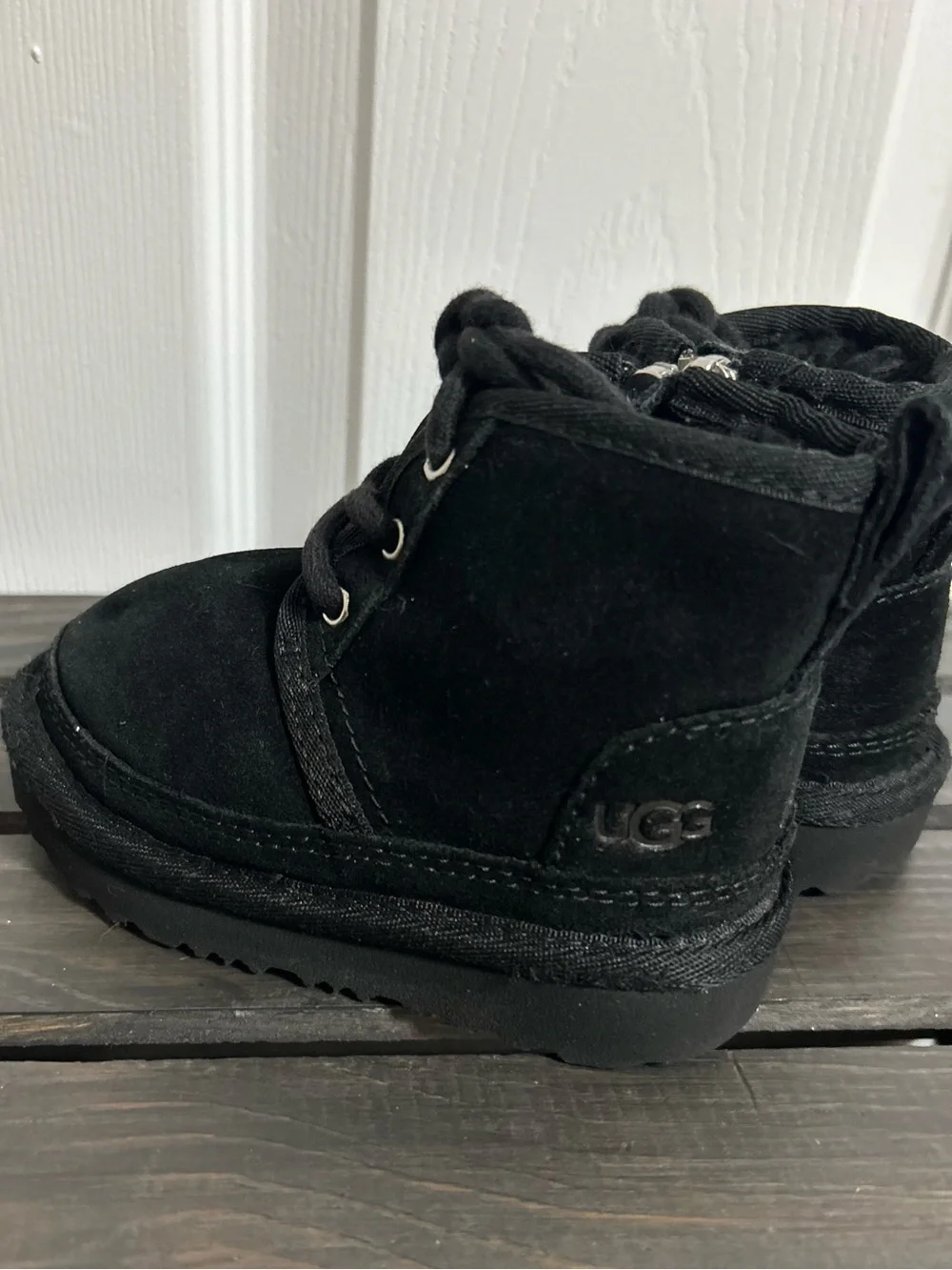 Ugg Toddler Black Suede Boots W/ Side Zip Size 6